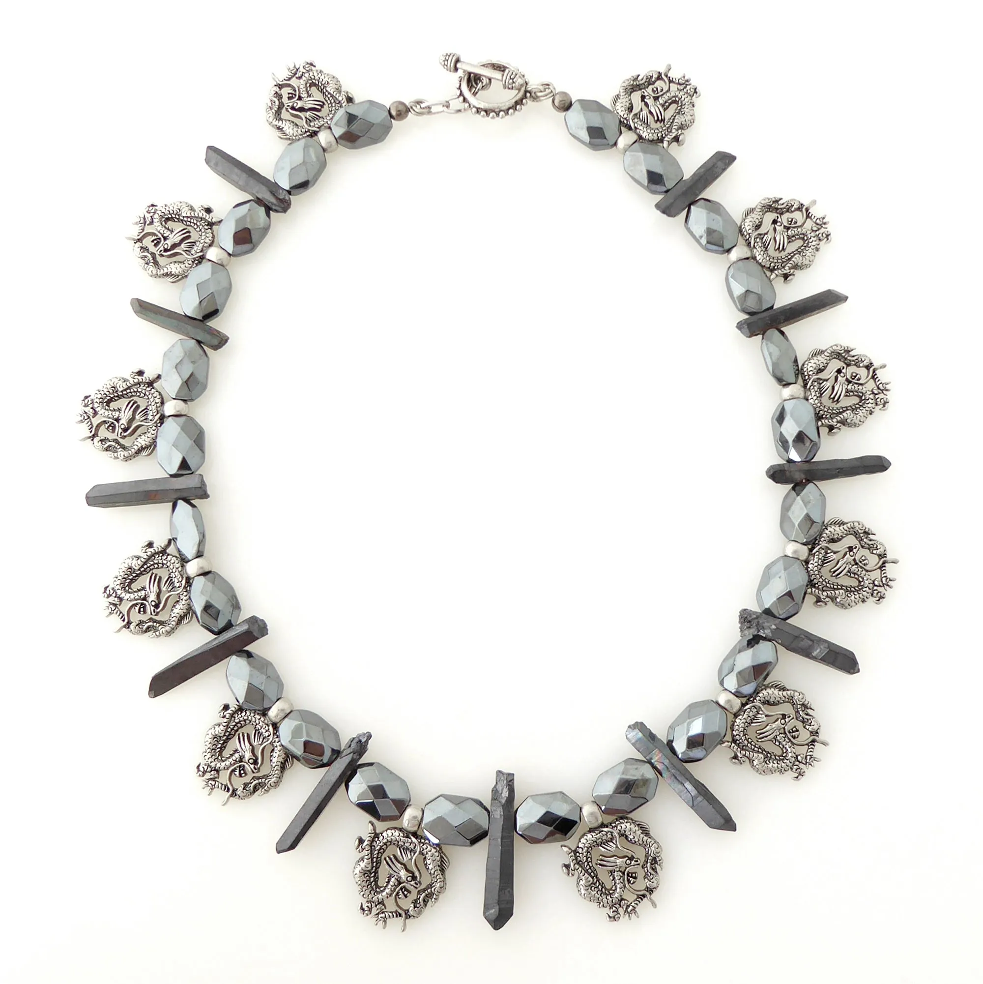 Antique silver dragon necklace