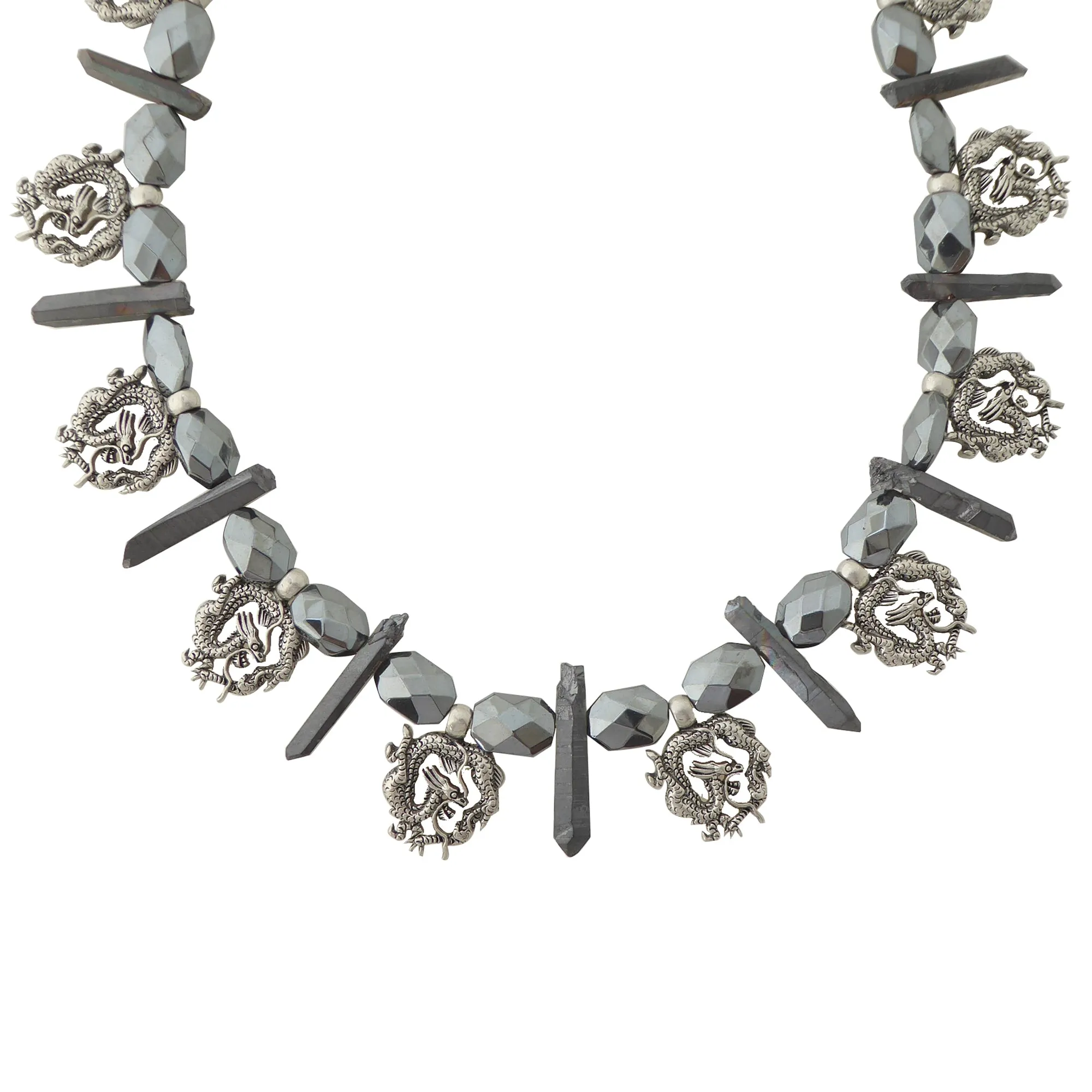 Antique silver dragon necklace