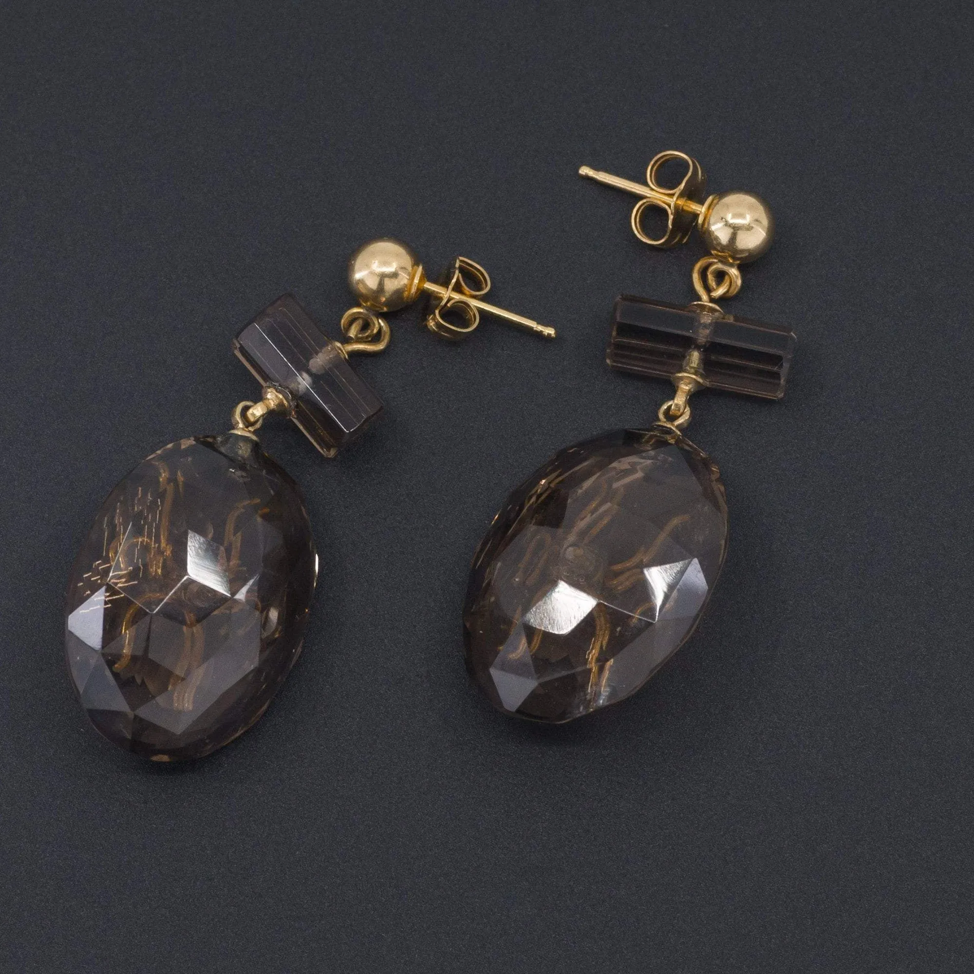 Antique Smokey Quartz Fly Earrings | Antique Earrings