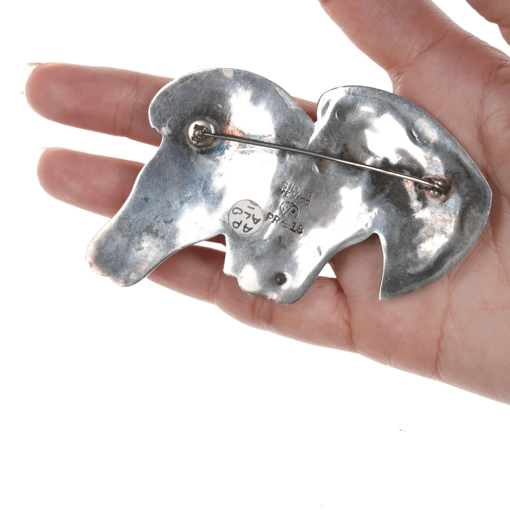 Antonio Pineda (1919-2009) Taxco Mixed metals horse head pin