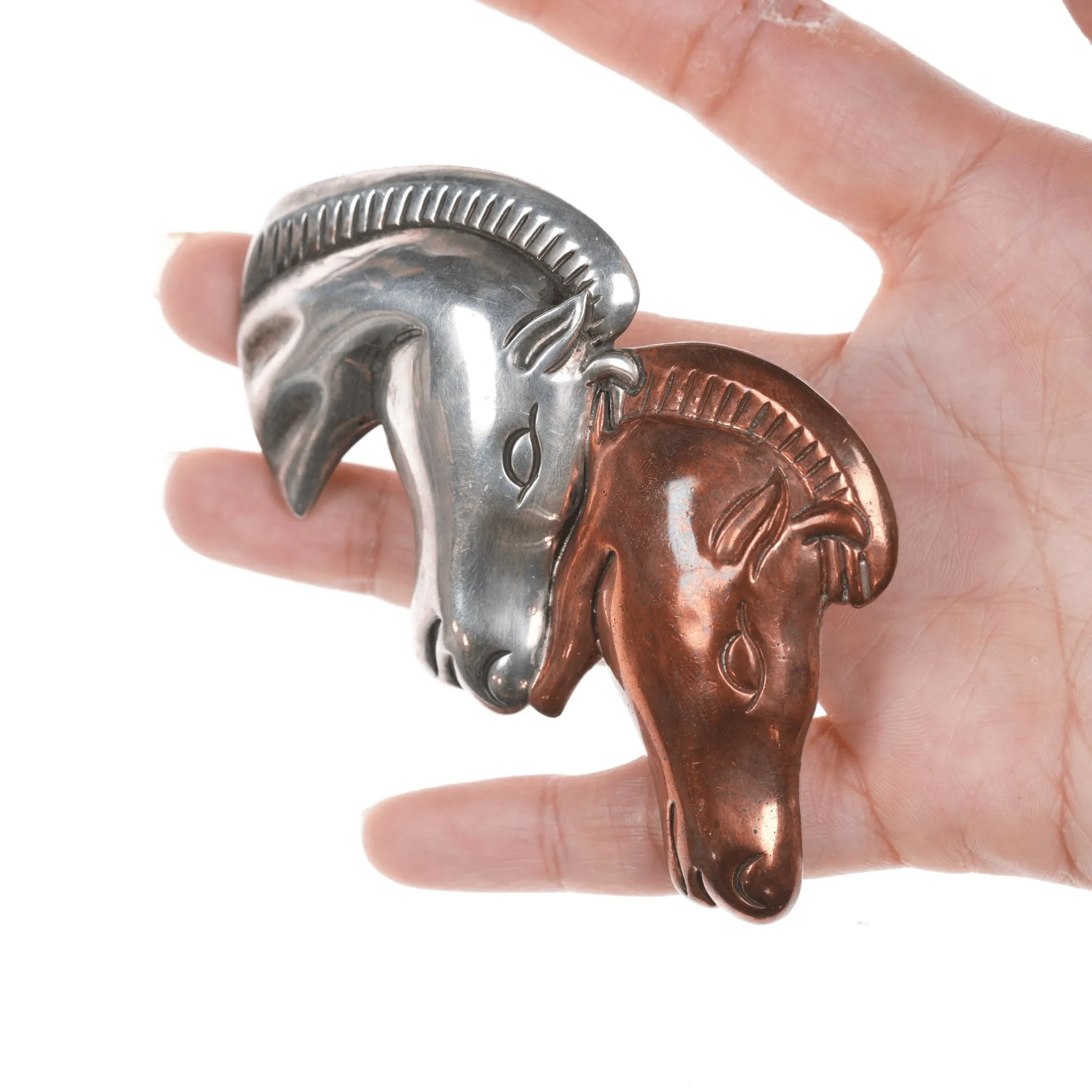 Antonio Pineda (1919-2009) Taxco Mixed metals horse head pin