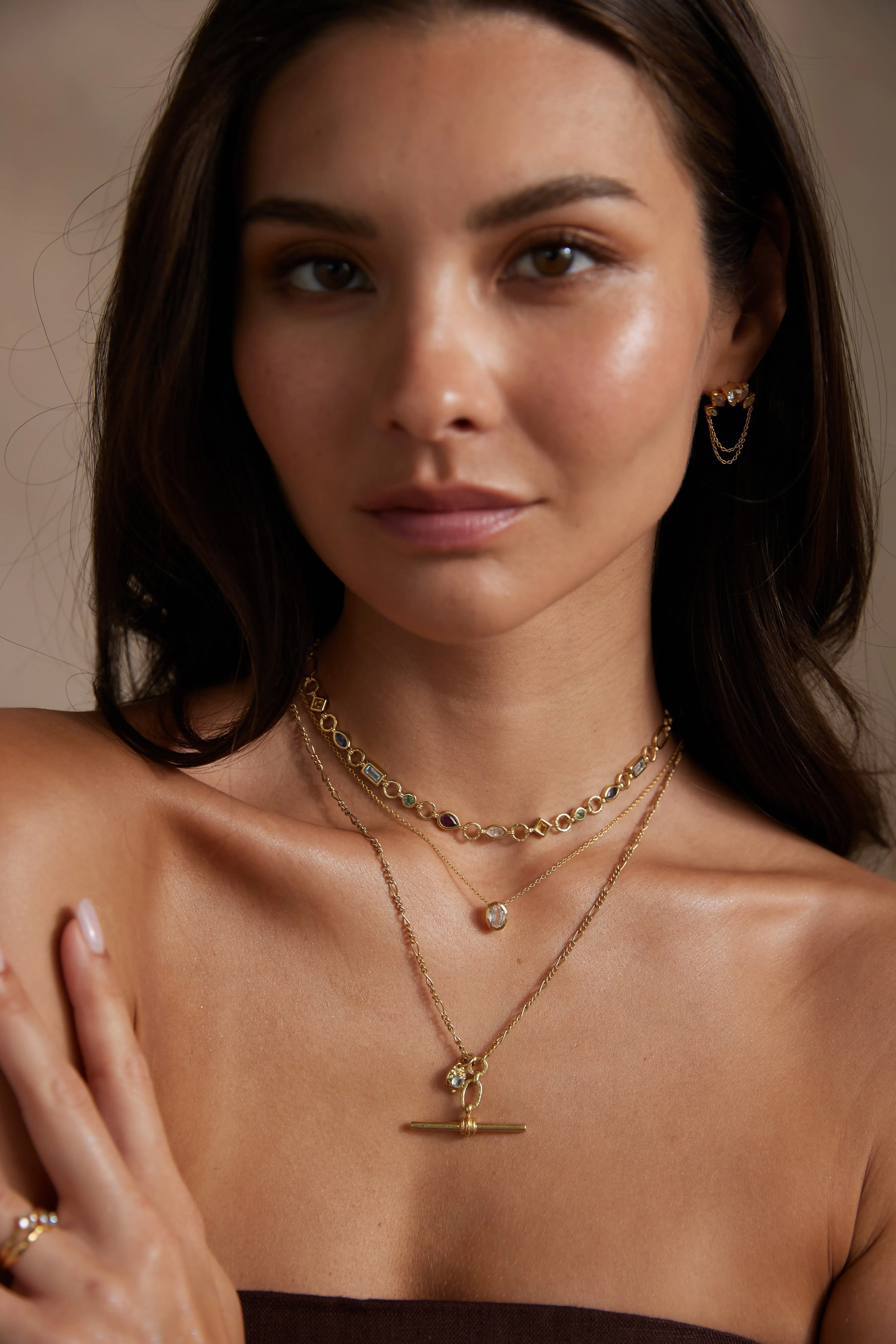 April Topaz Gold Oval Birthstone Necklace