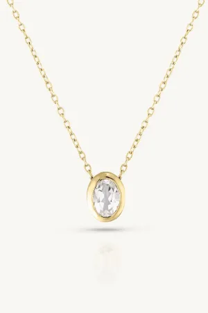 April Topaz Gold Oval Birthstone Necklace