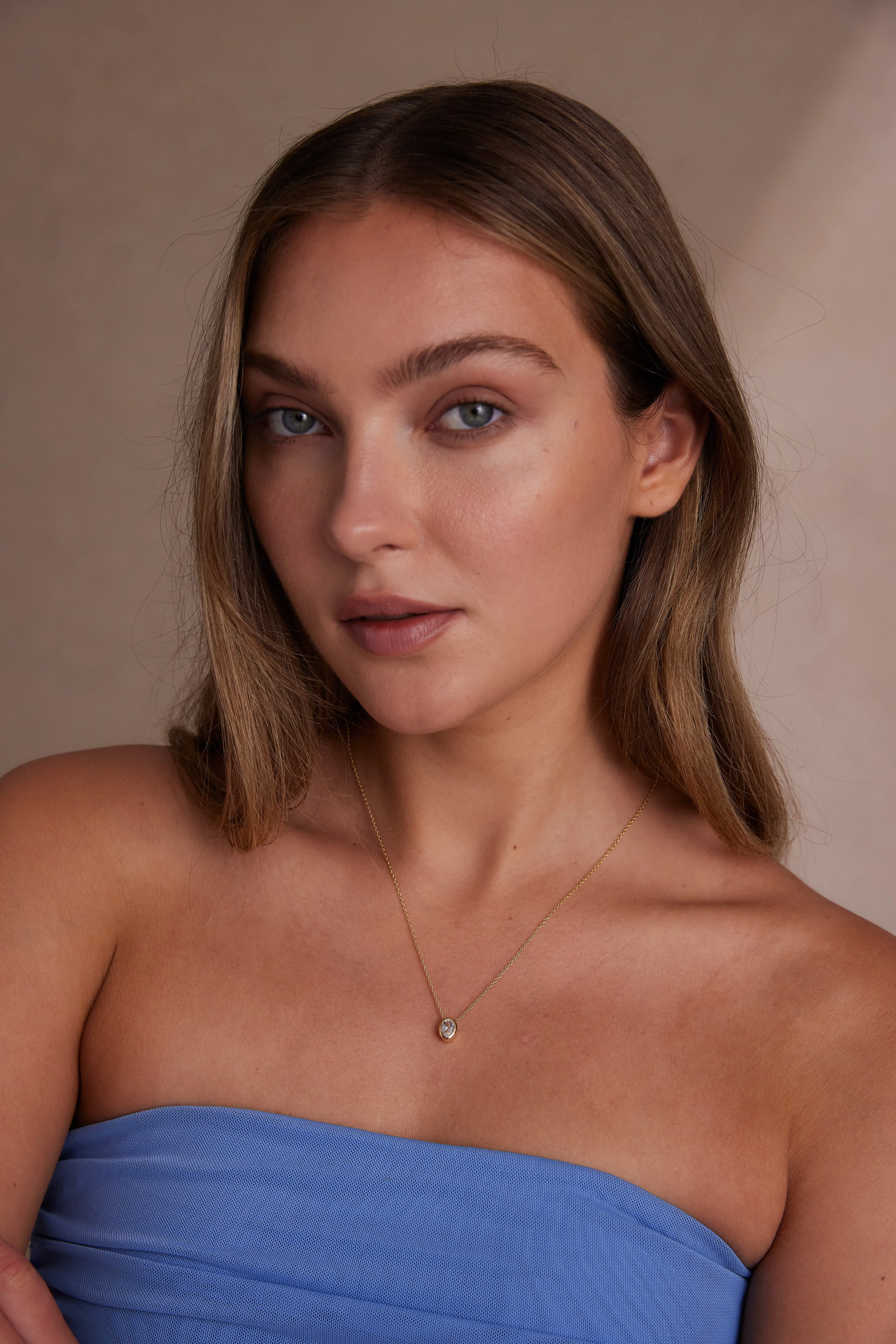 April Topaz Gold Oval Birthstone Necklace