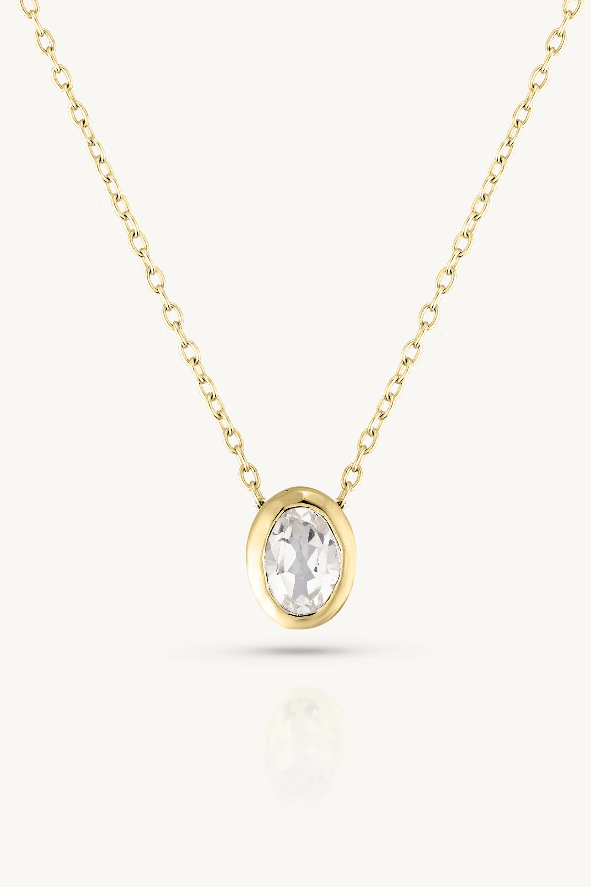 April Topaz Gold Oval Birthstone Necklace