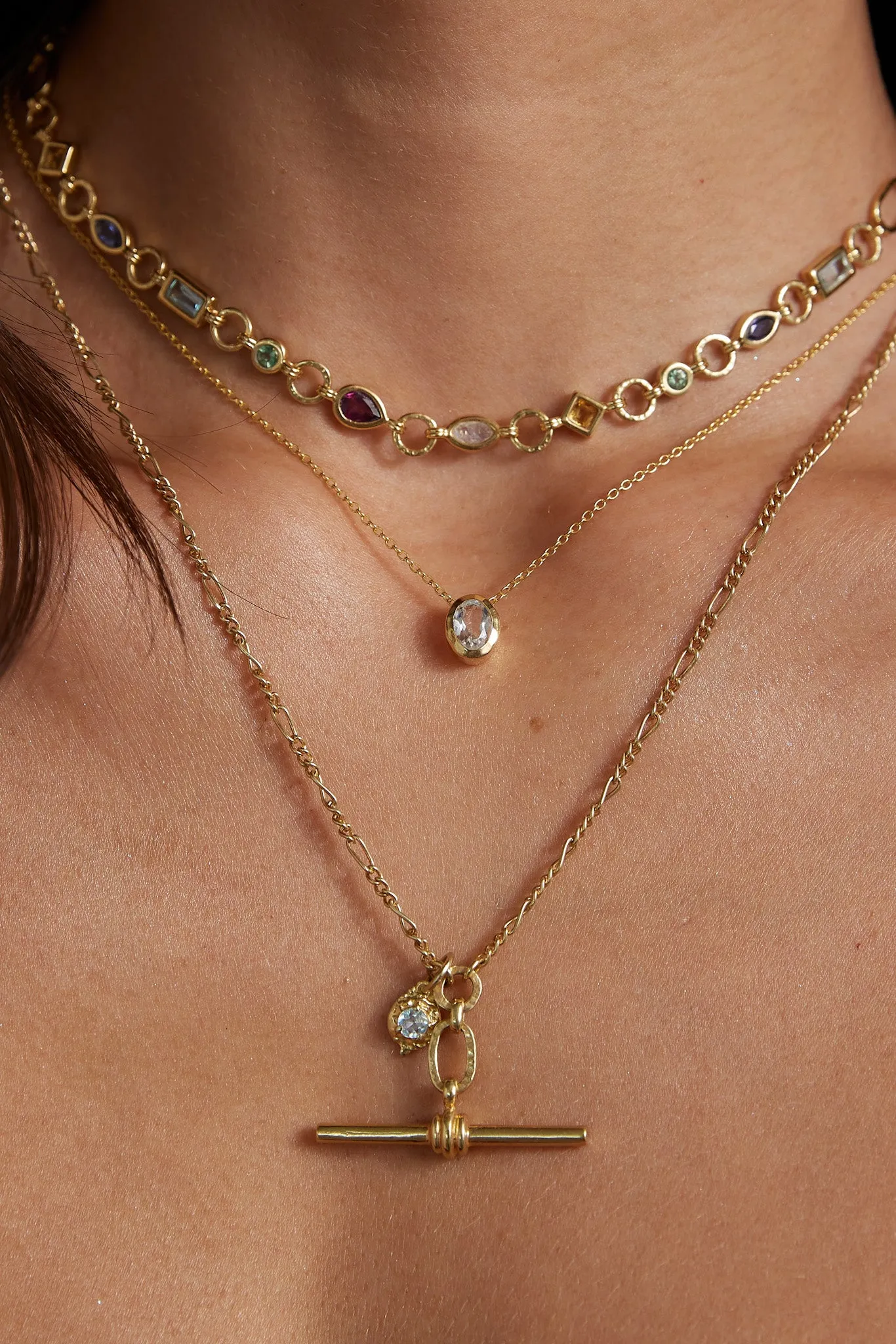 April Topaz Gold Oval Birthstone Necklace