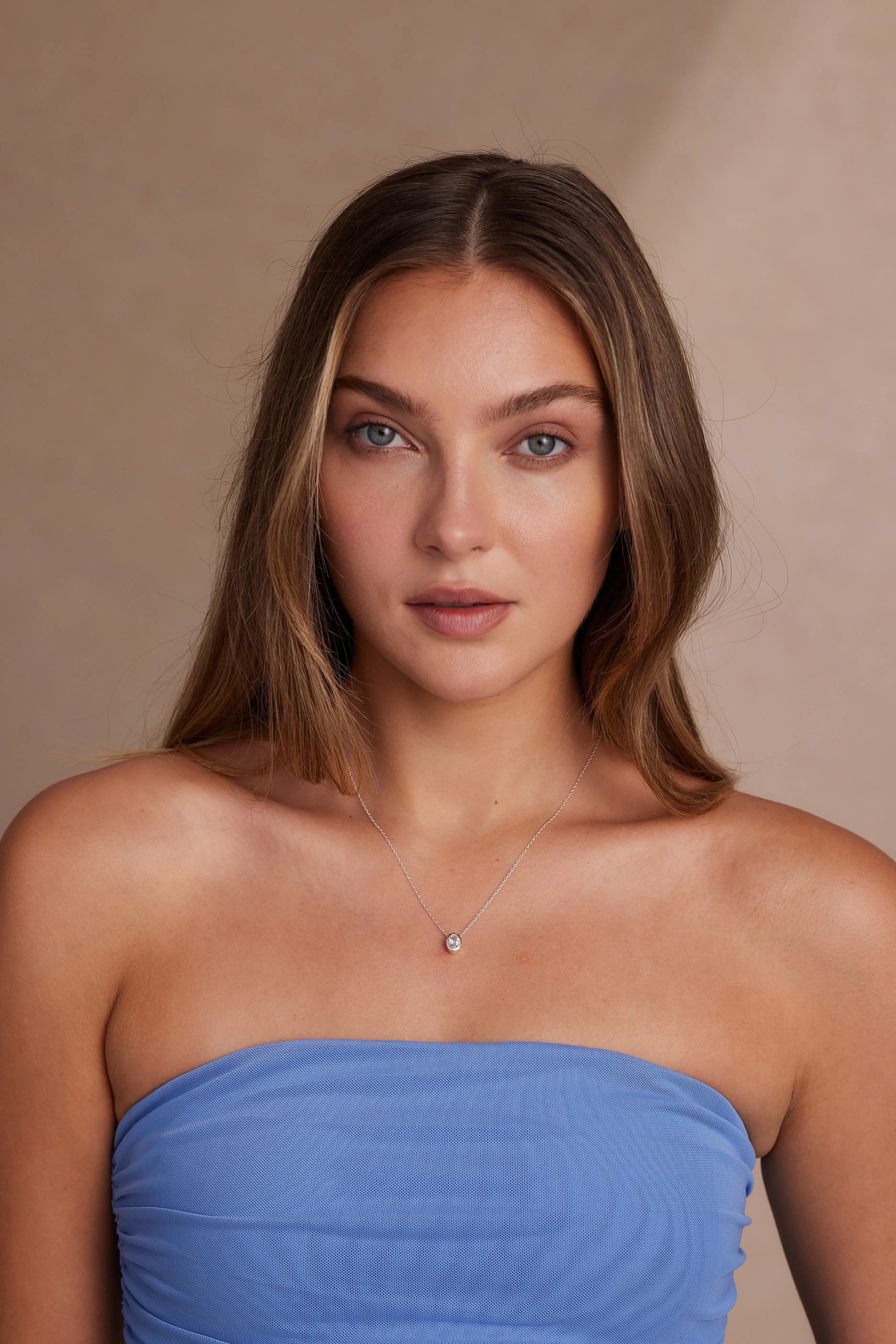 April Topaz Silver Oval Birthstone Necklace