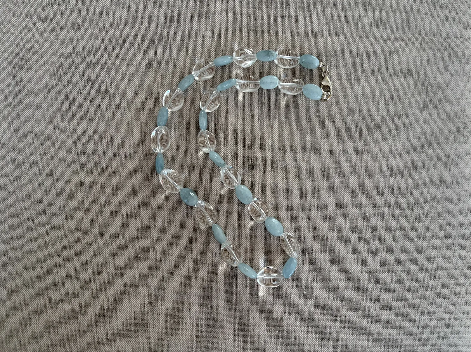 Aquamarine and Clear Quartz Necklace
