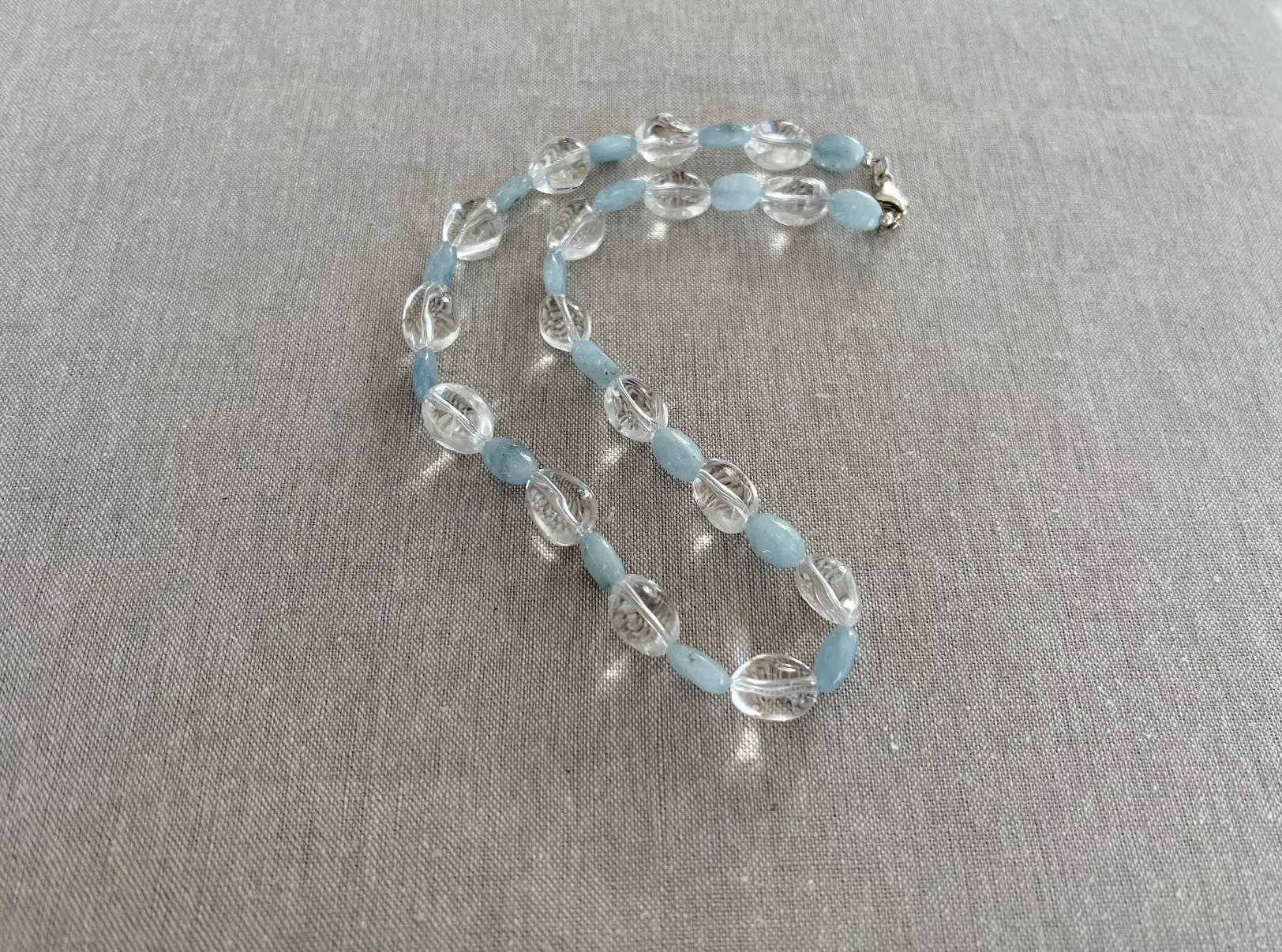 Aquamarine and Clear Quartz Necklace
