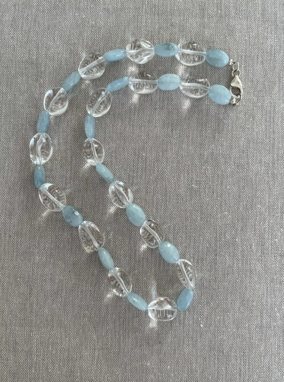 Aquamarine and Clear Quartz Necklace