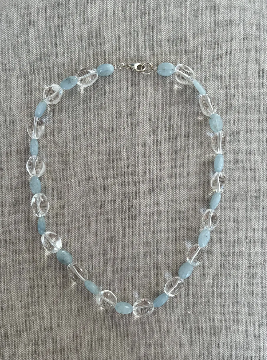 Aquamarine and Clear Quartz Necklace