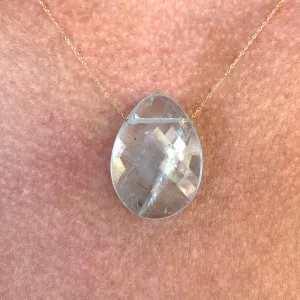 Aquamarine Gemstone Slice Necklace