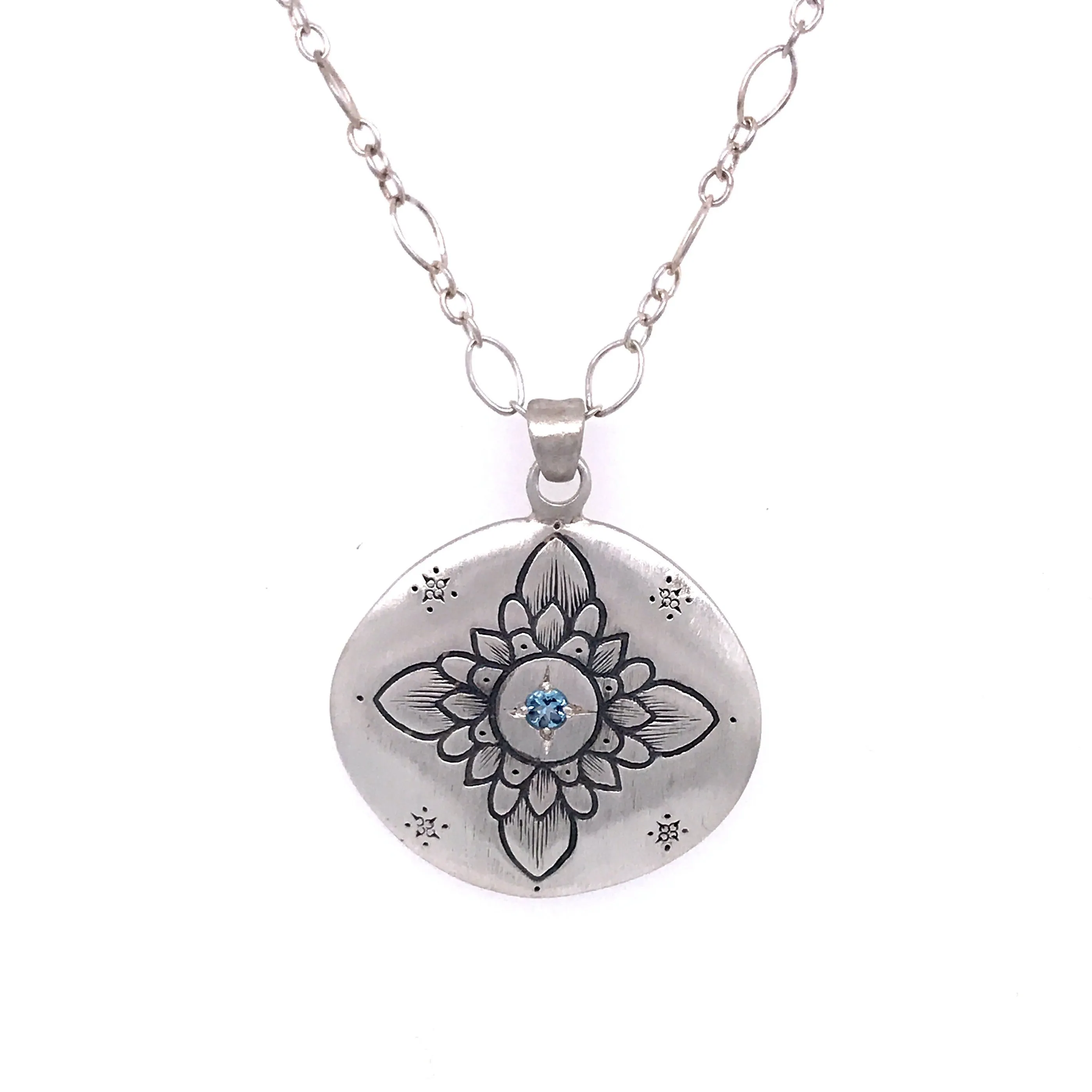 Aquamarine Lotus Pendant