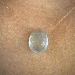 Aquamarine Petite Gemstone Slice Necklace