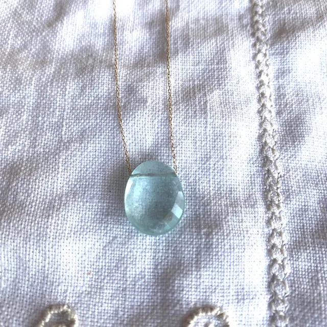 Aquamarine Petite Gemstone Slice Necklace