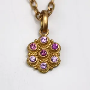Ashley "Flower Braid" Pendant with Pink Sapphires in 20K Peach Gold