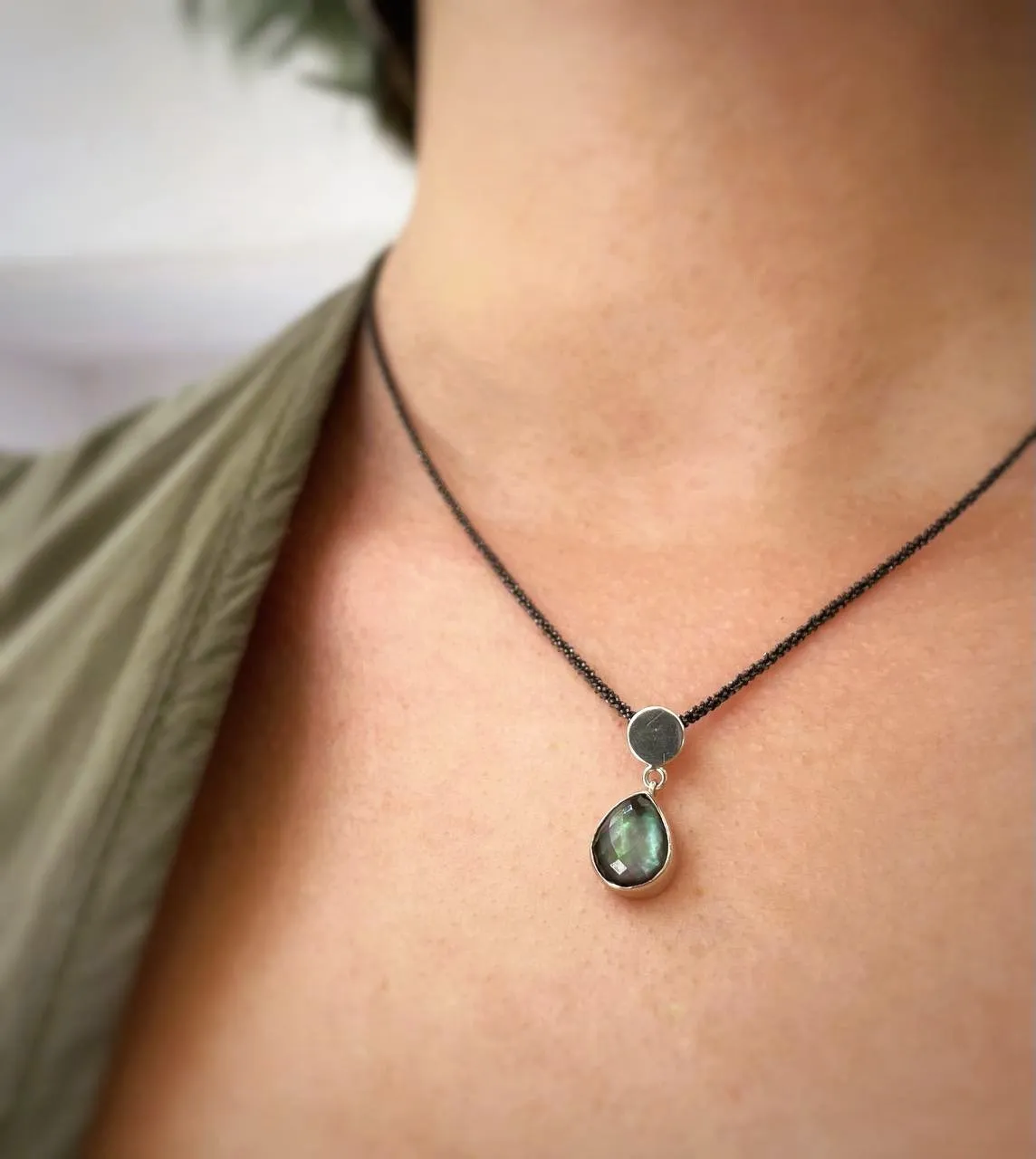 Athena drop necklace with Tahitian mother of pearl