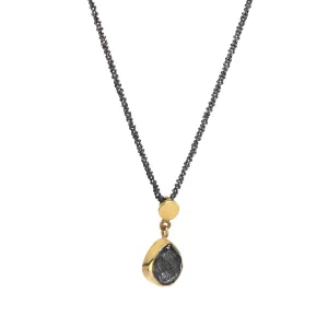 Athena gold drop necklace with american hematite