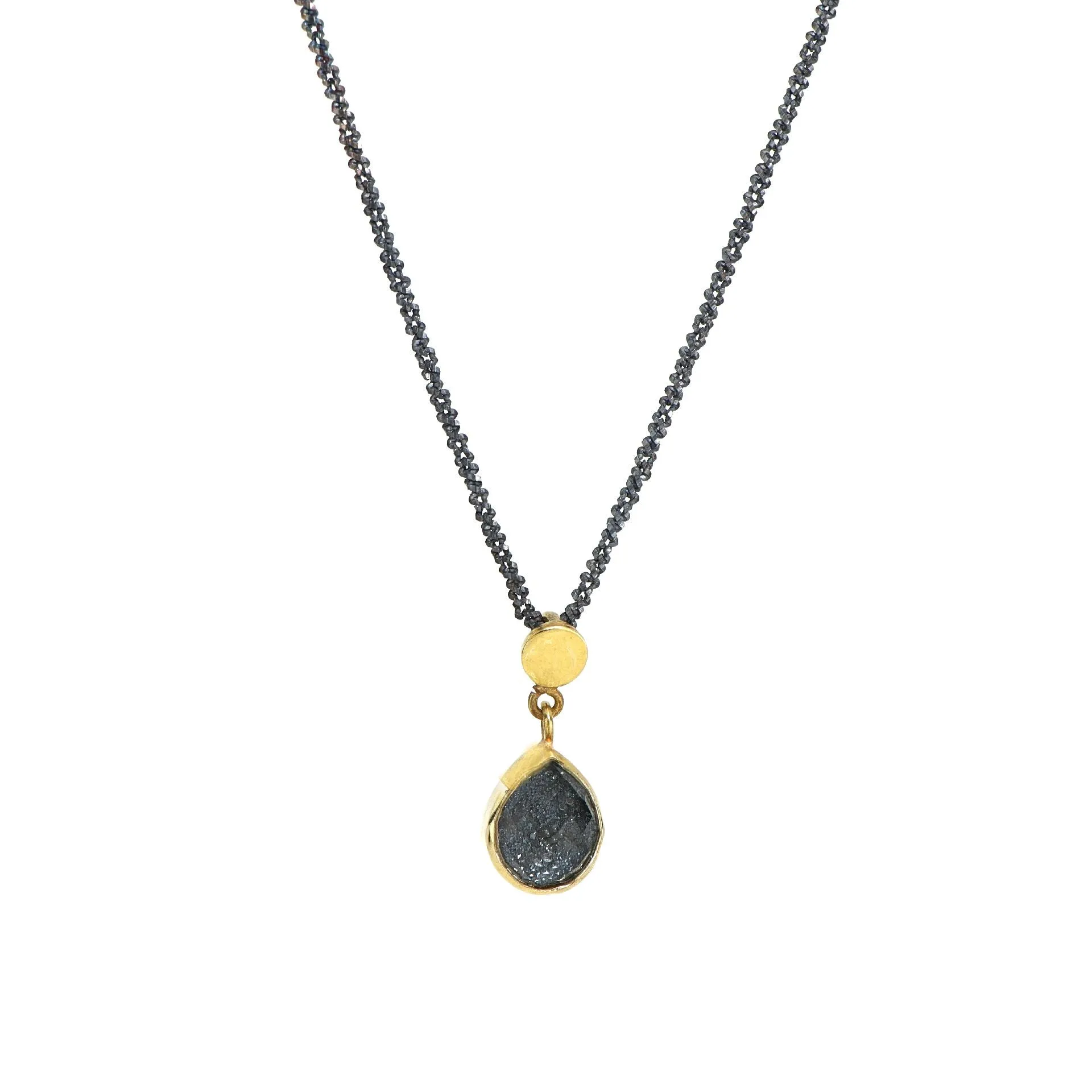 Athena gold drop necklace with american hematite