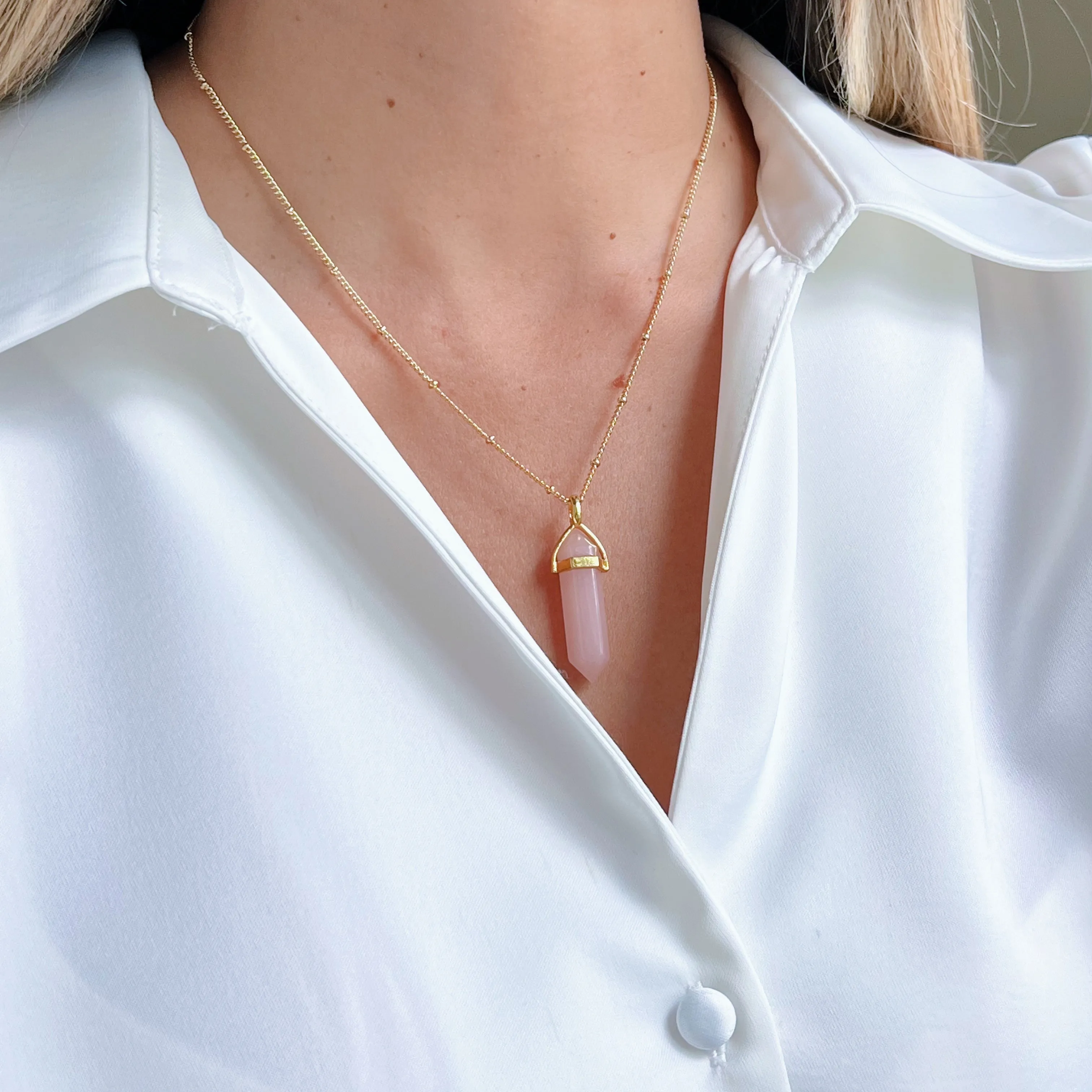 Attract Love and Inner Peace Rose Quartz Necklace