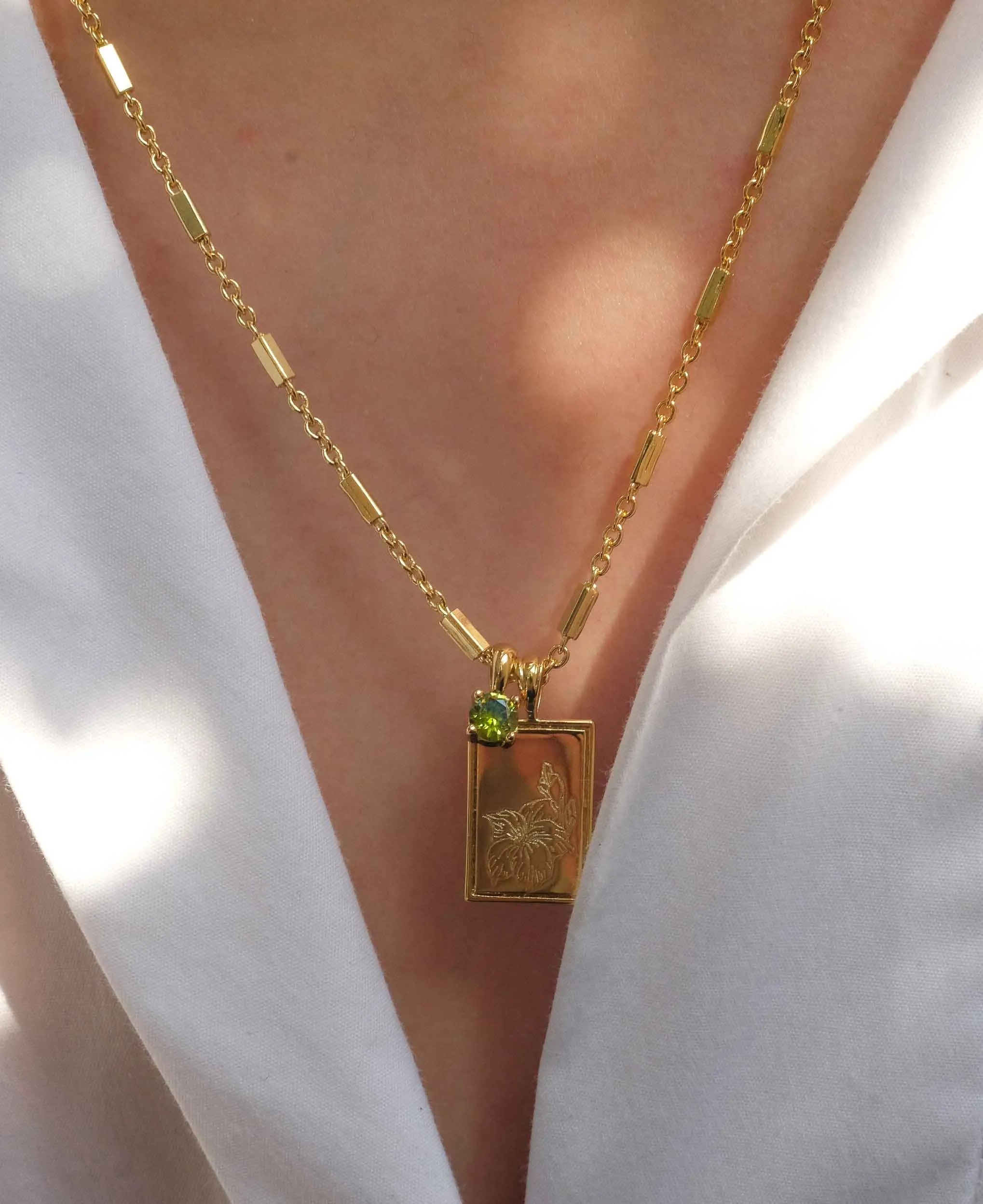 August - Gladiolus Birth Flower Pendant Necklace