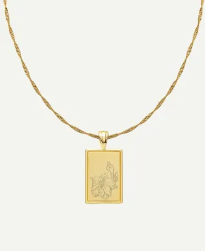 August - Gladiolus Birth Flower Pendant Necklace