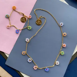 Bead Flower Chain Necklace / Bracelet