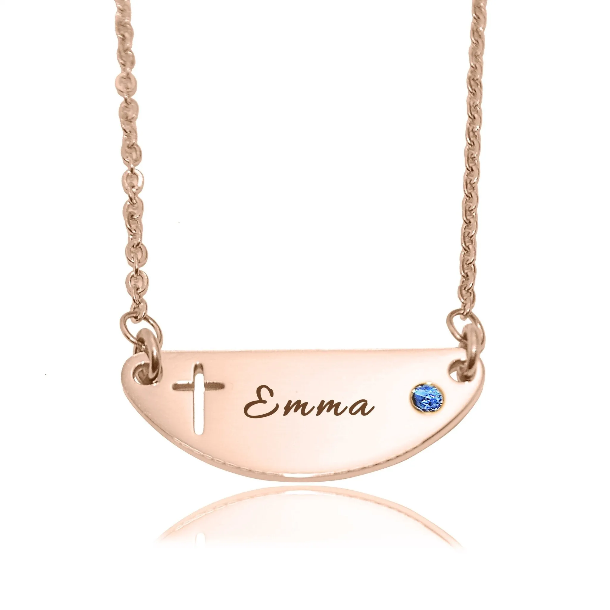 Beck Birthstone Cross Name Necklace