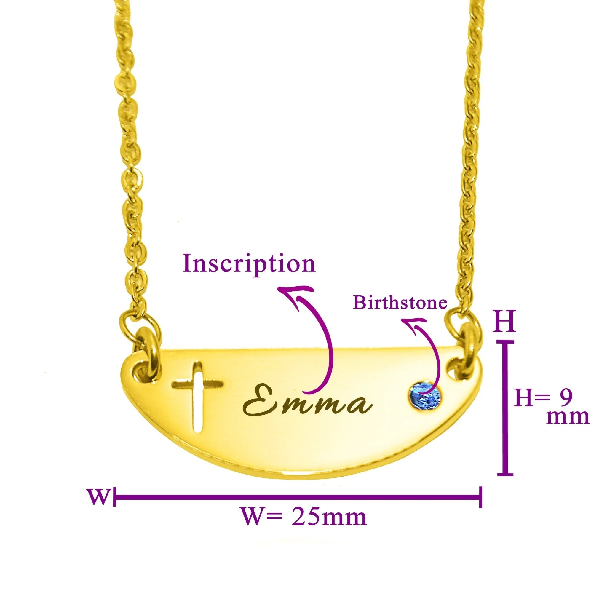 Beck Birthstone Cross Name Necklace
