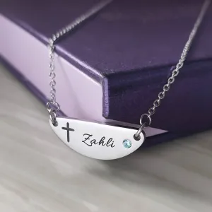 Beck Birthstone Cross Name Necklace