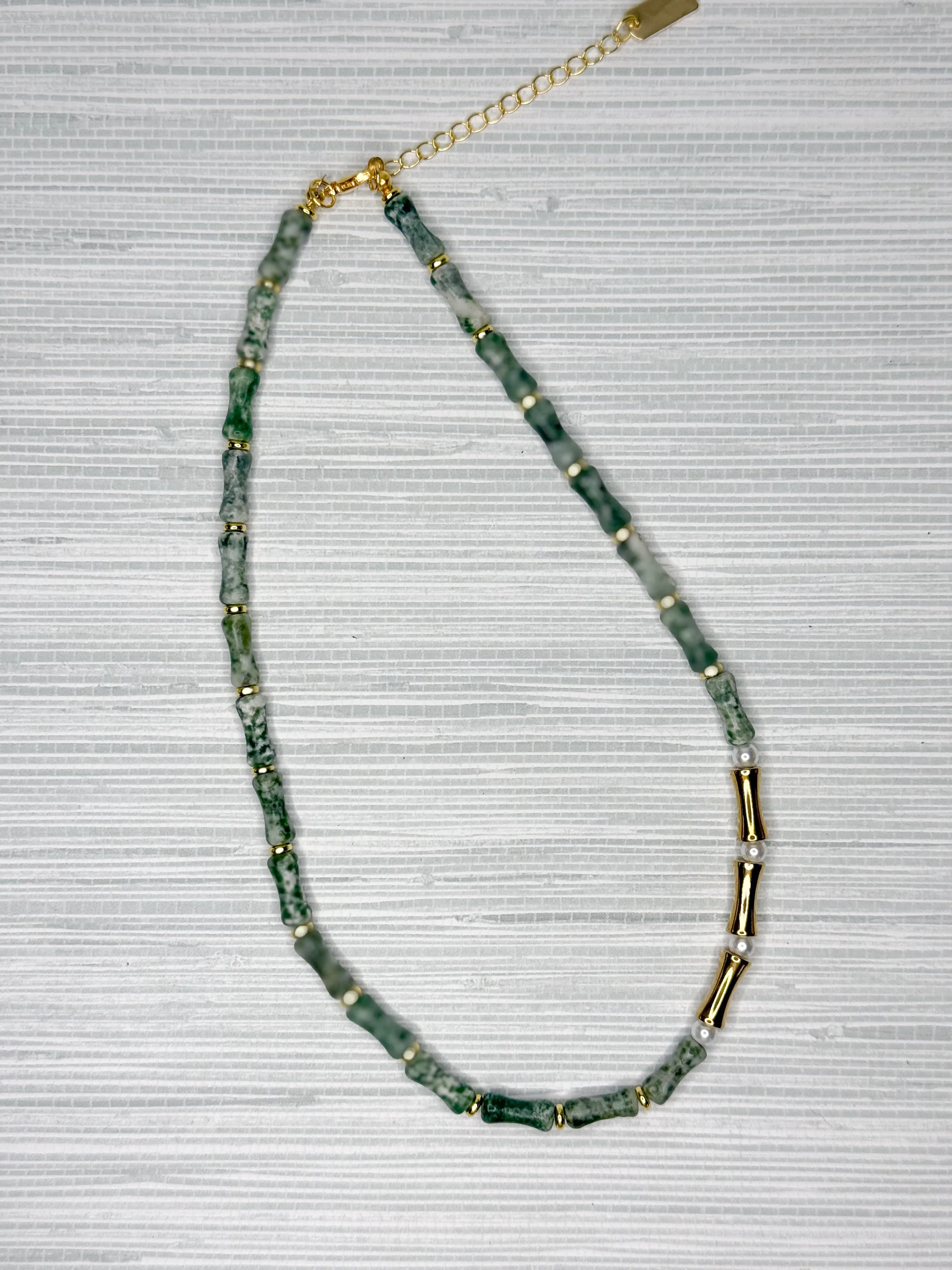 Bella Bamboo Necklace Olive Green Quartz