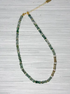 Bella Bamboo Necklace Olive Green Quartz