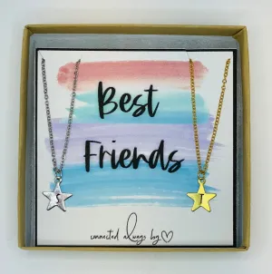 Best friend gifts, friendship gift, star necklace, two necklaces, best friend birthday gift, personalized gift, initial necklace, necklace