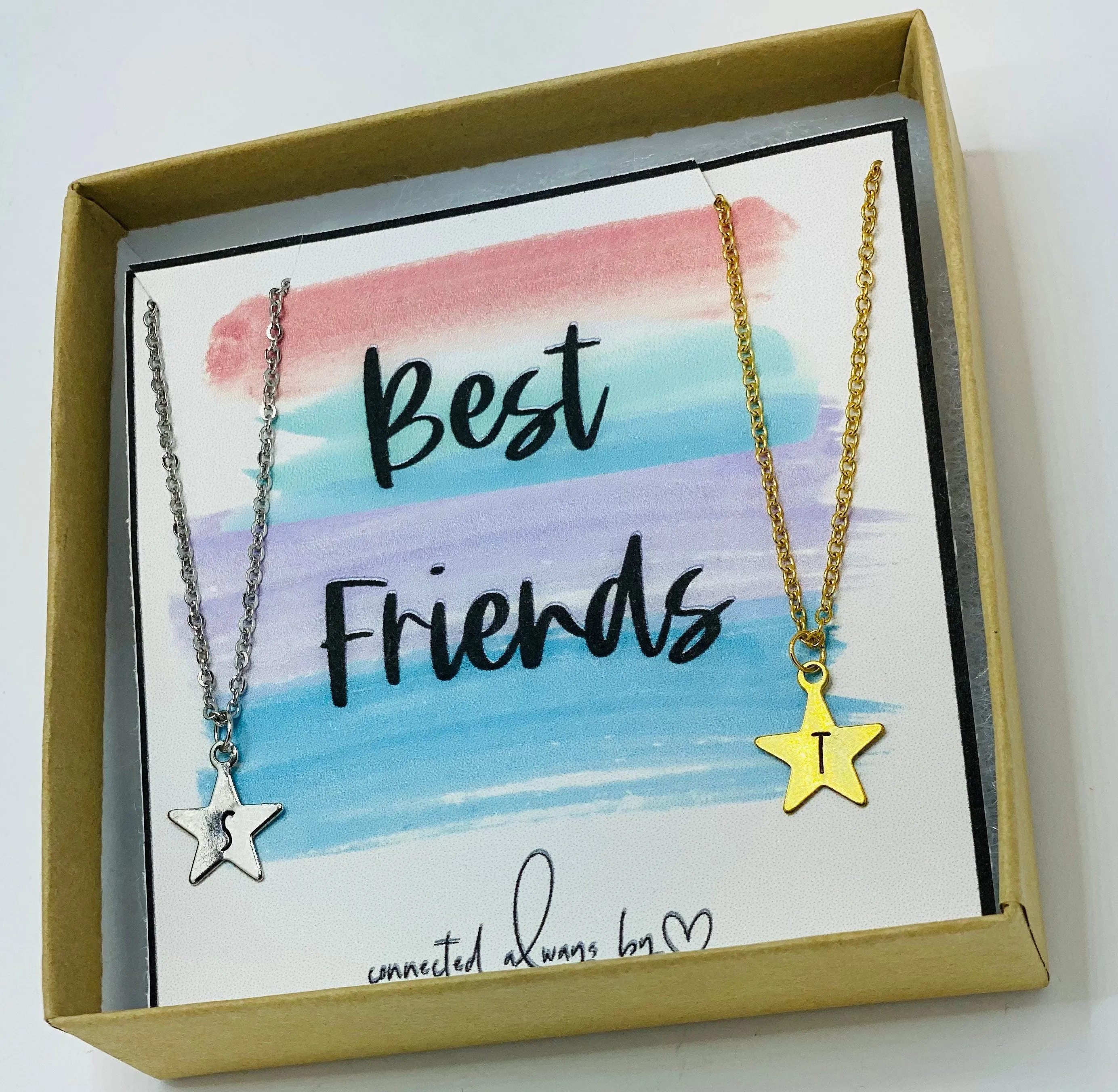 Best friend gifts, friendship gift, star necklace, two necklaces, best friend birthday gift, personalized gift, initial necklace, necklace