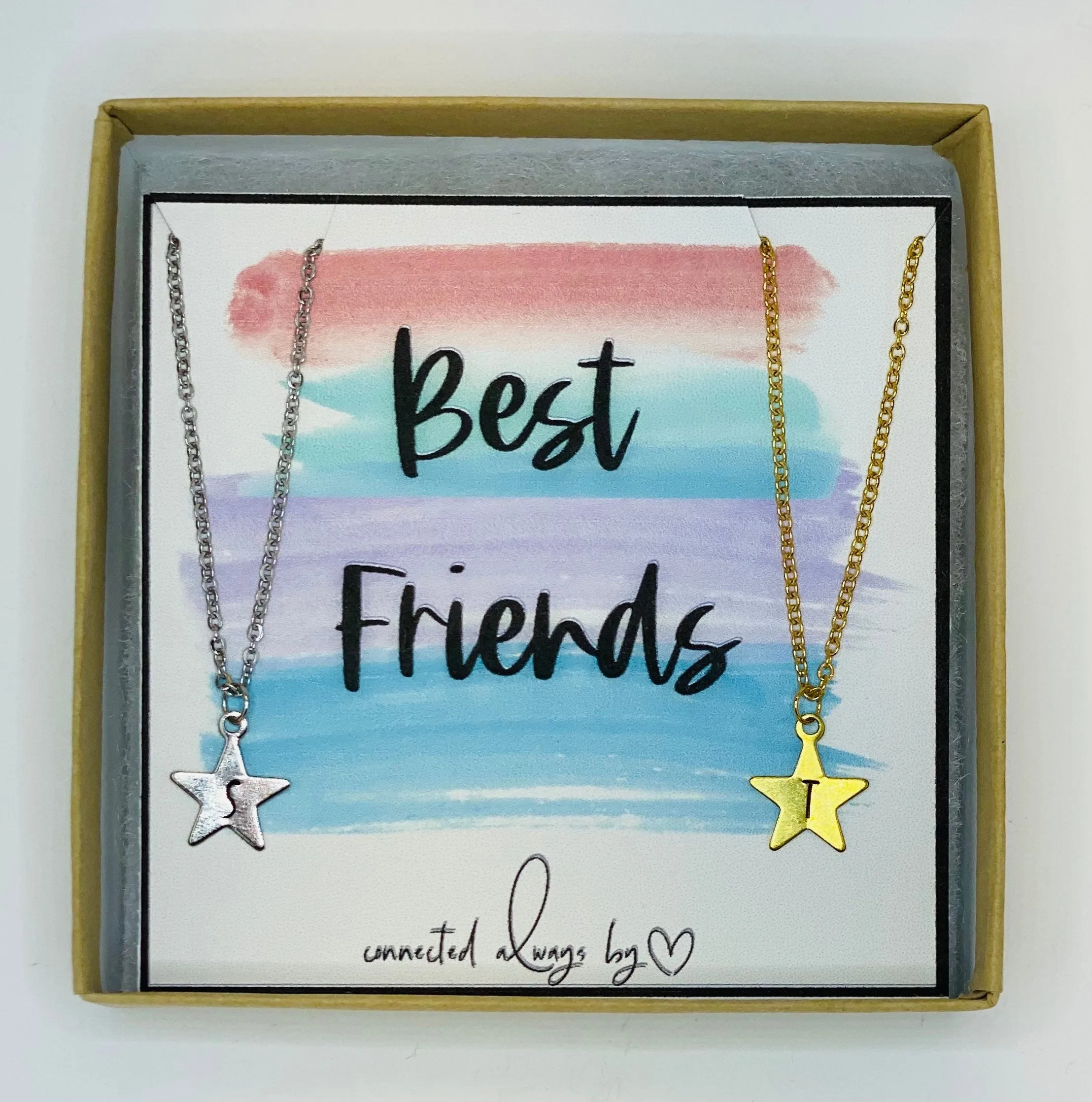 Best friend gifts, friendship gift, star necklace, two necklaces, best friend birthday gift, personalized gift, initial necklace, necklace