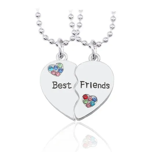 Best Friend Necklace 2-Piece Pendant Necklace Good Friend Forever Necklace Choker Friendship BFF Men And Women Jewelry Gift