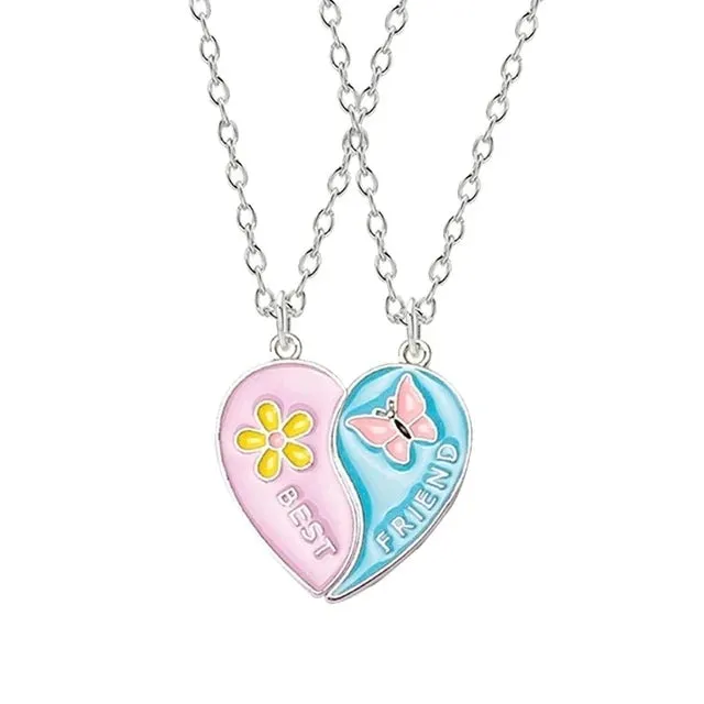 Best Friend Necklace 2-Piece Pendant Necklace Good Friend Forever Necklace Choker Friendship BFF Men And Women Jewelry Gift