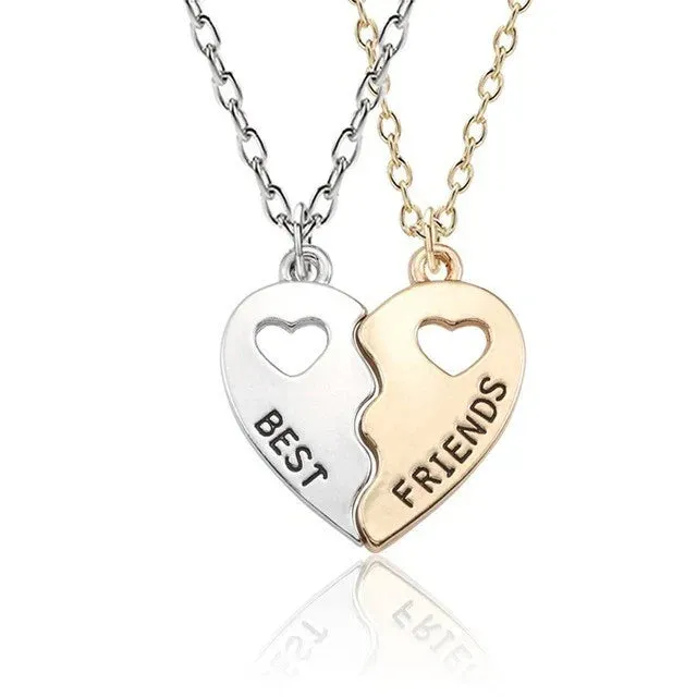 Best Friend Necklace 2-Piece Pendant Necklace Good Friend Forever Necklace Choker Friendship BFF Men And Women Jewelry Gift