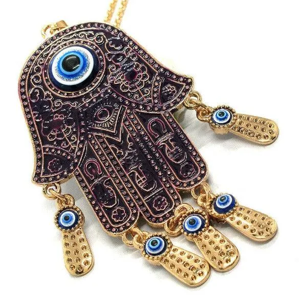 Betsey Johnson Palm Turkish Purple Evil Eye Necklace