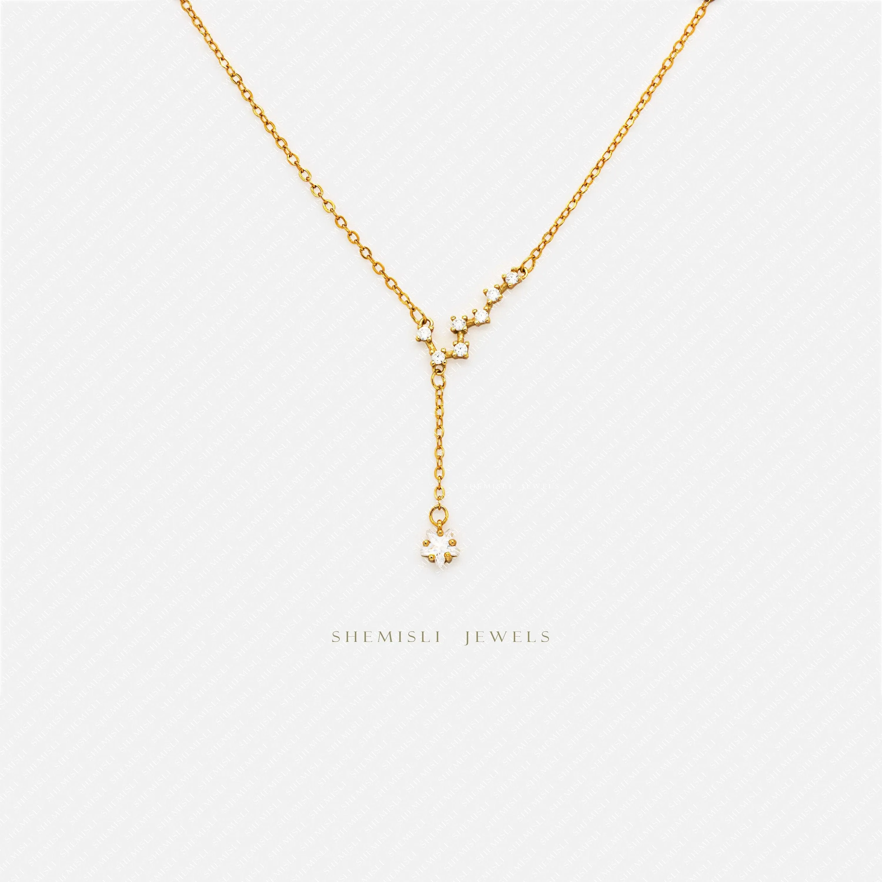 Big Dipper Star Drop Necklace, Silver or Gold Plated  (15.75" 2") SHEMISLI - SN024