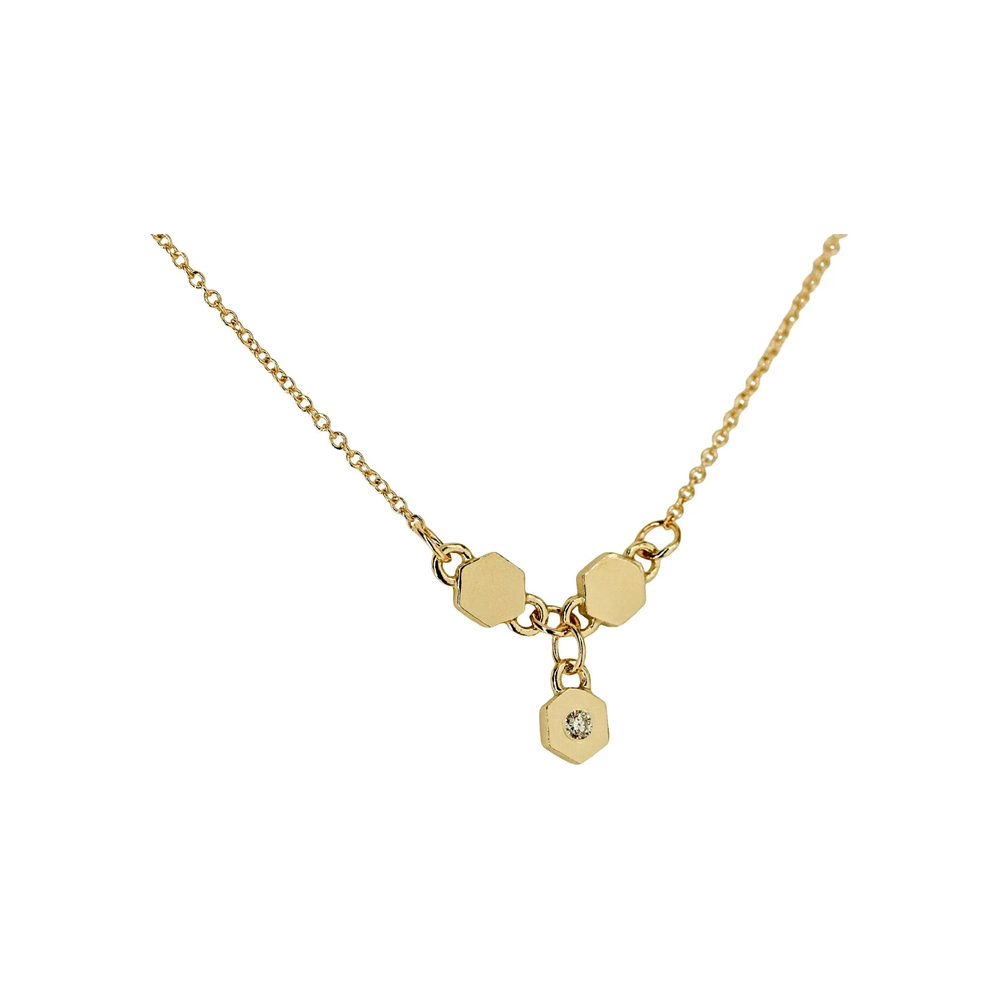 Birthstone Hexagon Necklace - April - Diamond