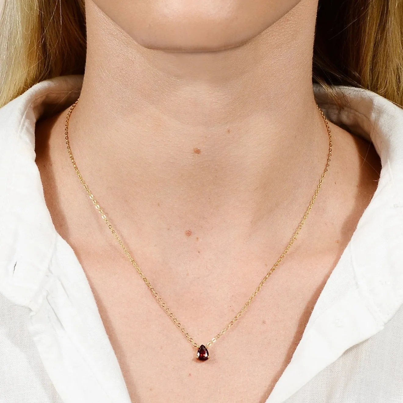 Birthstone Pear Shaped Necklace January