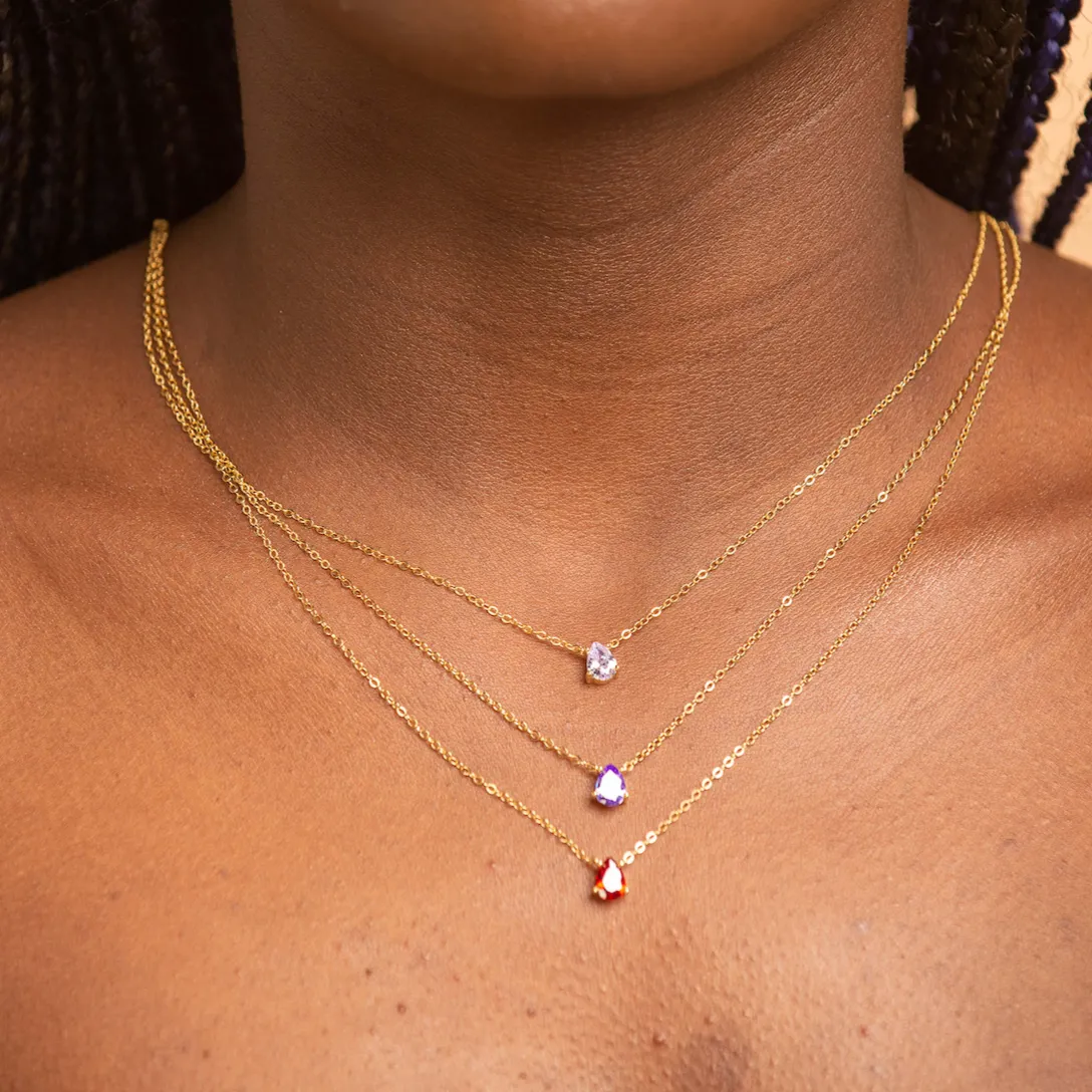 Birthstone Pear Shaped Necklace January