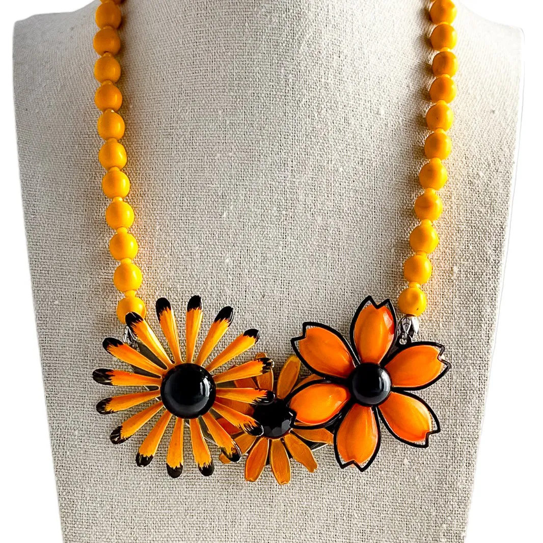 Black Eyed Susan Collage Necklace