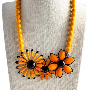 Black Eyed Susan Collage Necklace