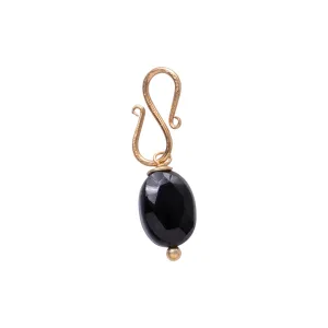 Black Onyx Faceted Gemstone Pendant Gold Plated