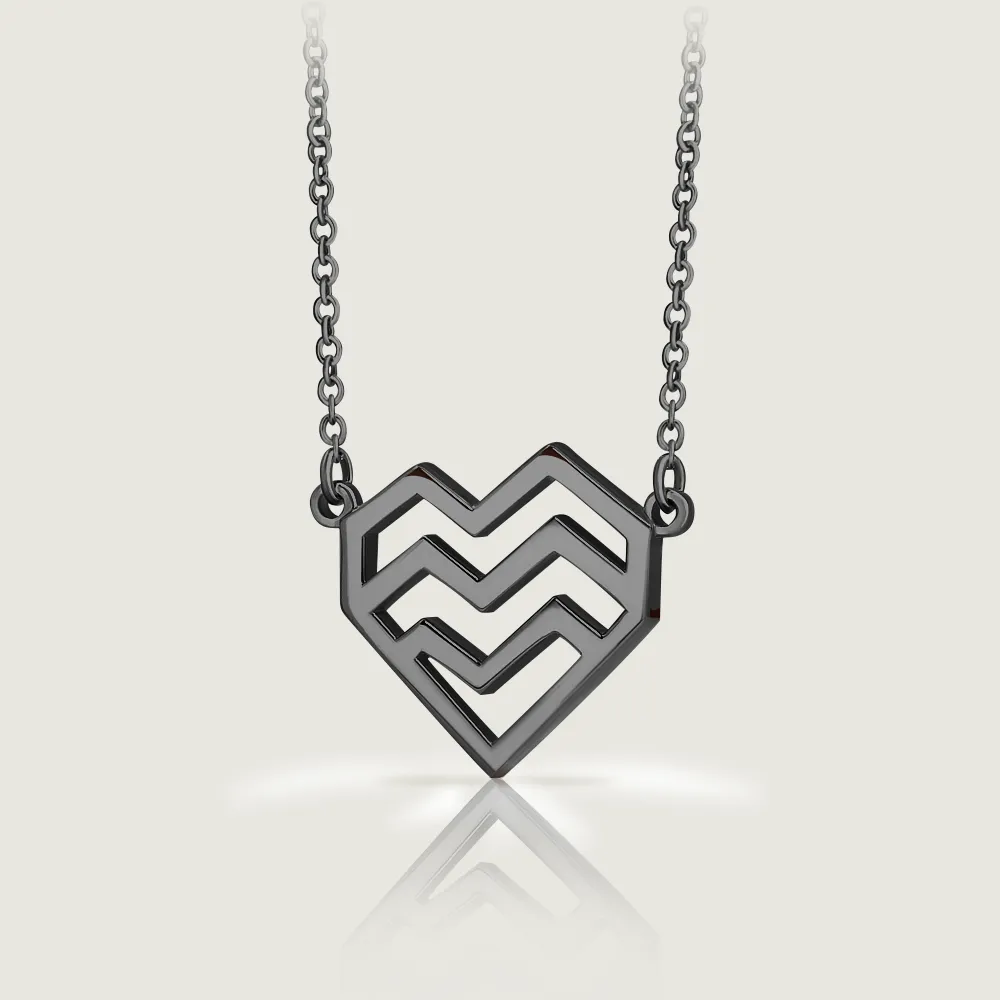 Black Silver Ararat Heart Necklace