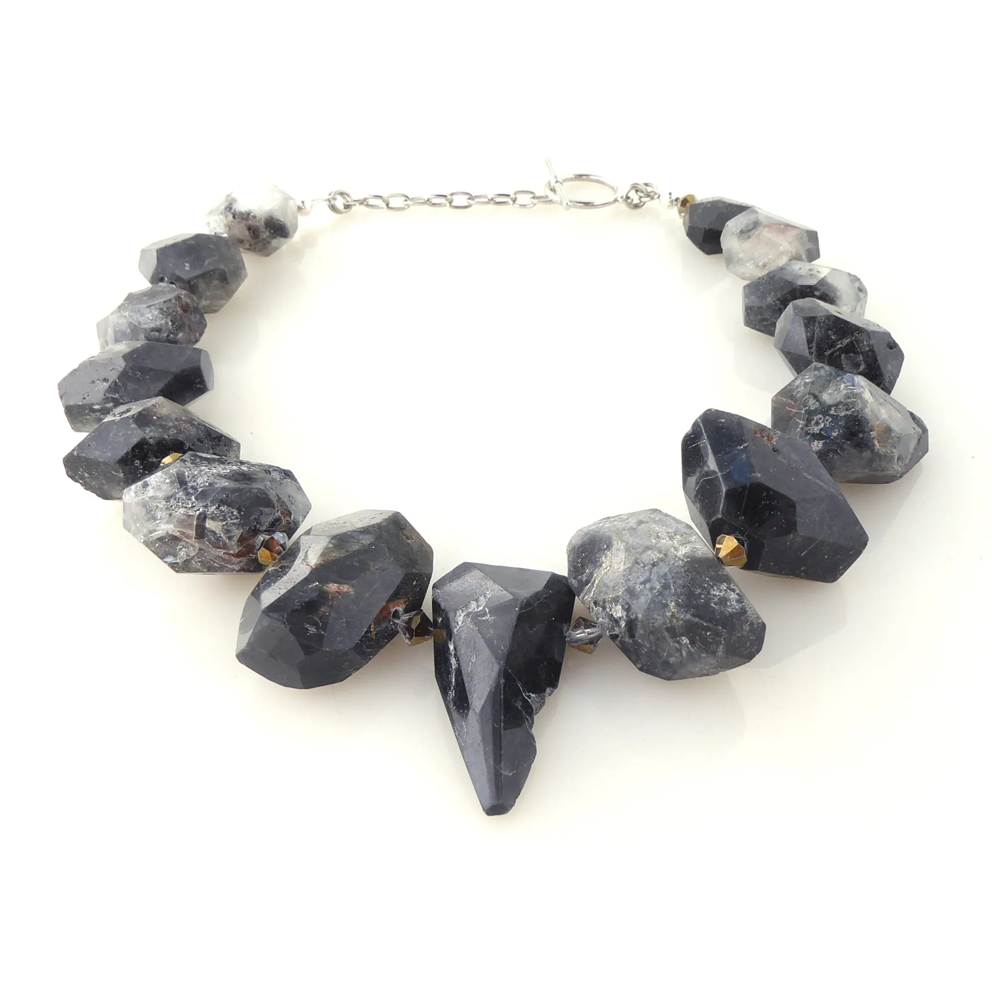 Black tourmalinated quartz collar necklace