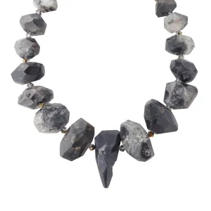 Black tourmalinated quartz collar necklace