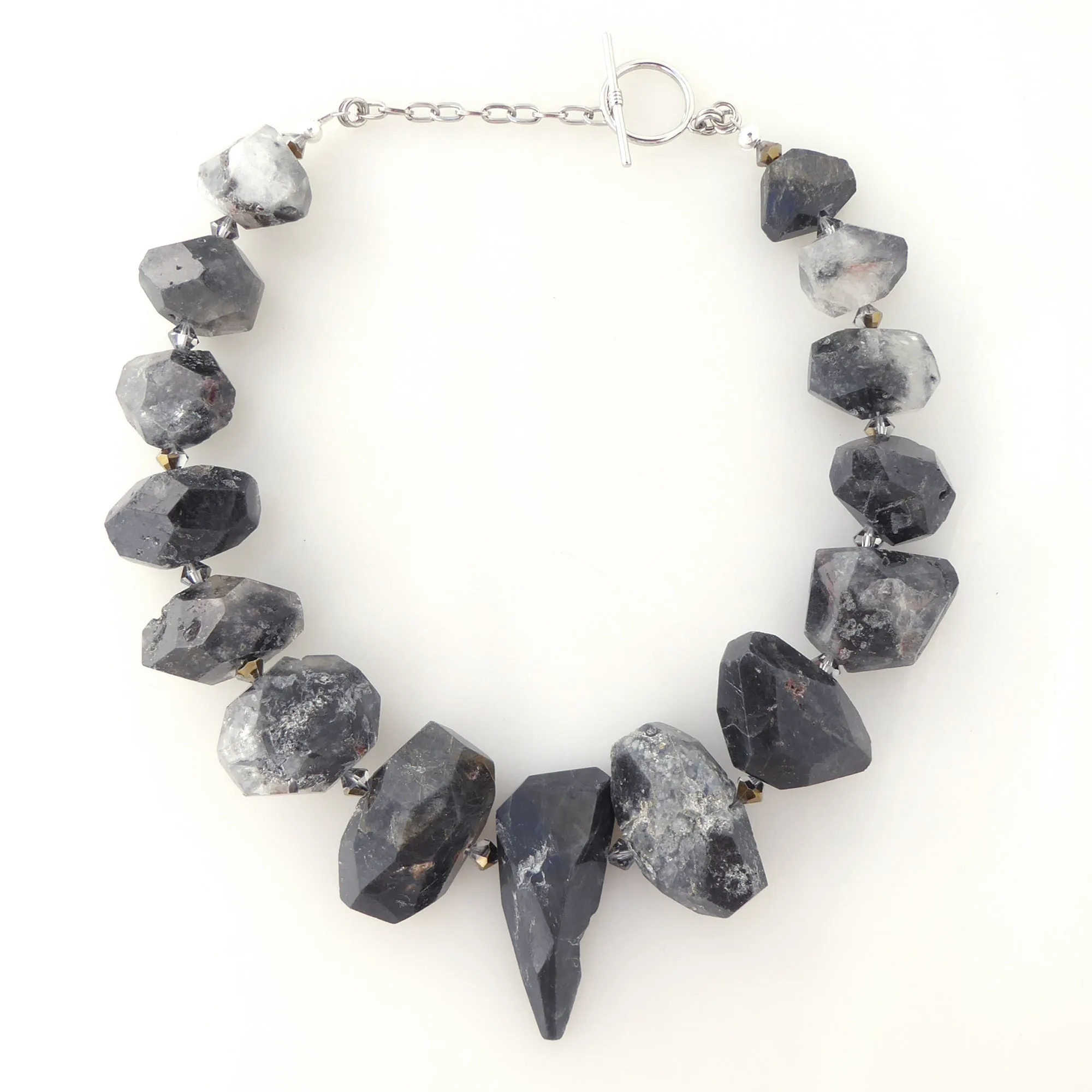 Black tourmalinated quartz collar necklace
